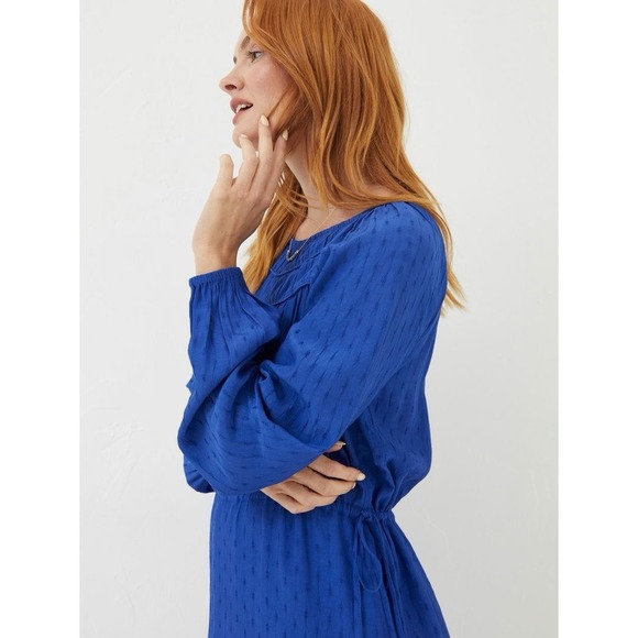 Fatface Taylor Knee Length Bright Royal Blue‎ Viscose Dress 10 - Picture 3 of 12